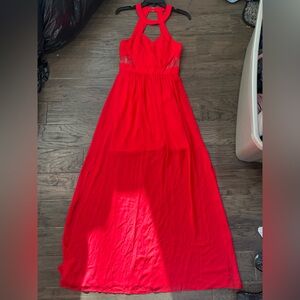 BCBGeneration Red Sleeveless Halter Evening Gown